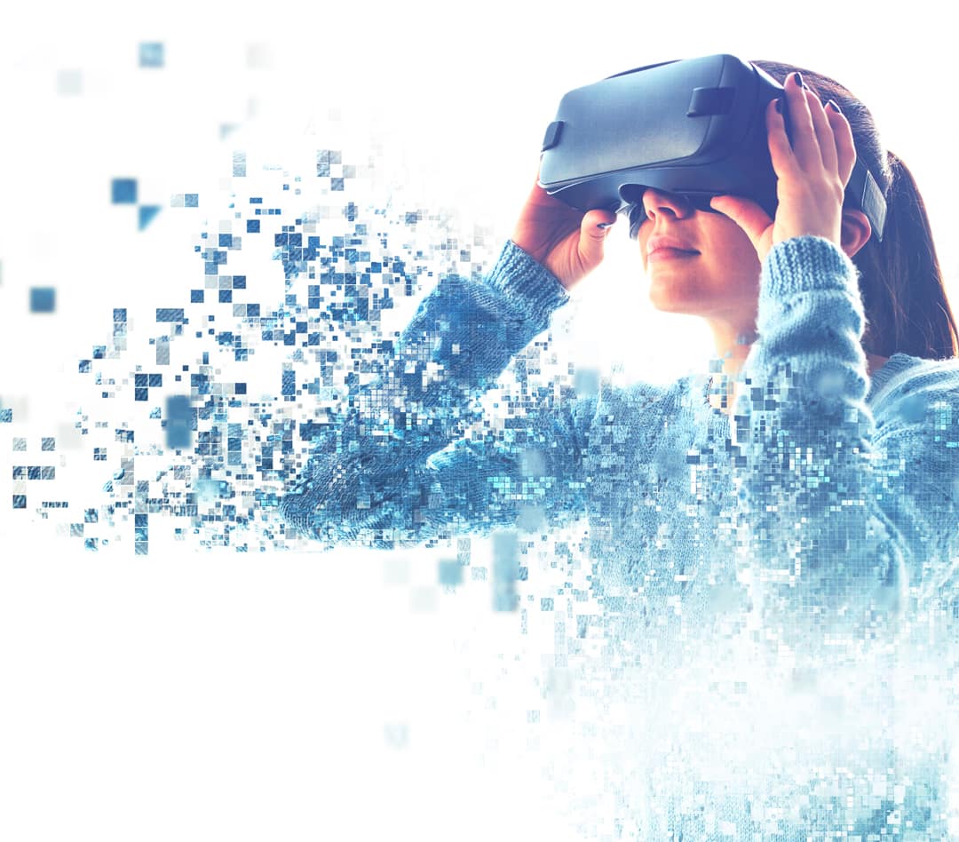 Mujer con gafas de realidad virtual